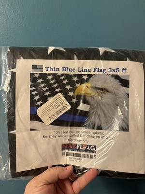 NATFLAG Thin Blue Line Flag 3x5 ft US Flag with Bald Eagle