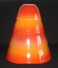 PYREX - 4 pc. Orange - Red Ombre FLAMEGLO Mixing, Nesting Bowl Set