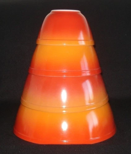 PYREX - 4 pc. Orange - Red Ombre FLAMEGLO Mixing, Nesting Bowl Set