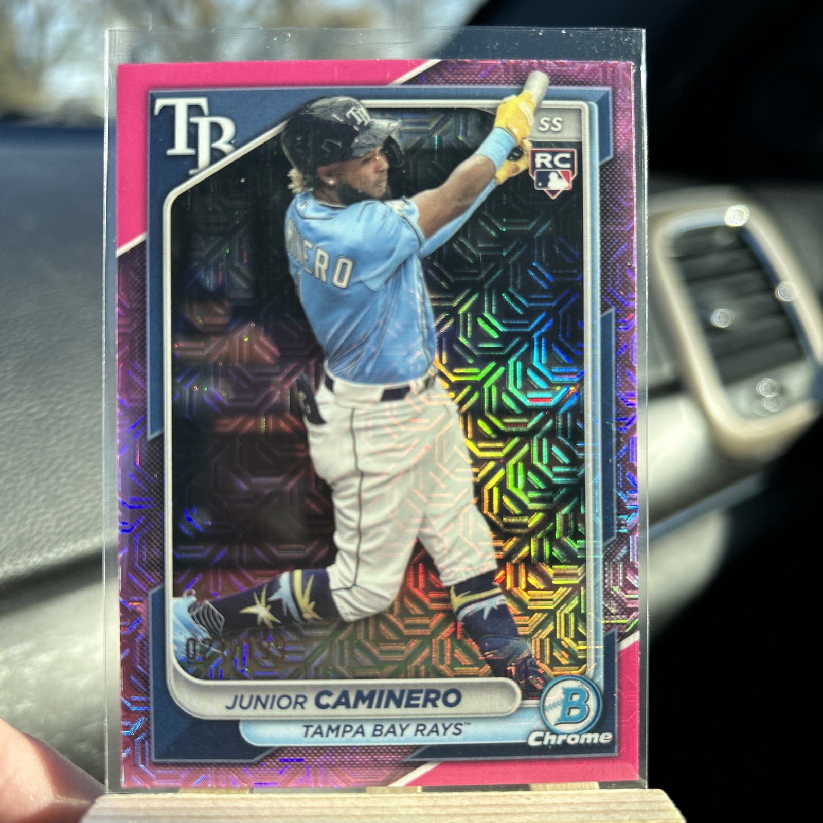 2024 Bowman Chrome Mega Mojo Pink Refractor Junior Caminero /199 #56 Rays RC