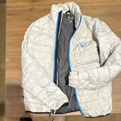 Spyder  Gray Blue Puffer Ski Jacket Full Zip Winter Outdoor Long Sleeve