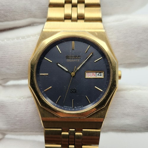 Seiko SQ Men's Vintage Day/Date Gold Tone Quartz Watch 5Y23-6A39