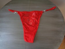 Victoria's Secret Rhinestone TWINKLE Bow RED Thong NWT Large