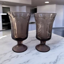 Set of 2 Mid Century Fostoria Woodland Brown Iced Tea Glasses Tumblers