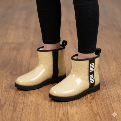 UGG Classic Clear Mini Boots Women Size 9 Natural Black Waterproof 1113190