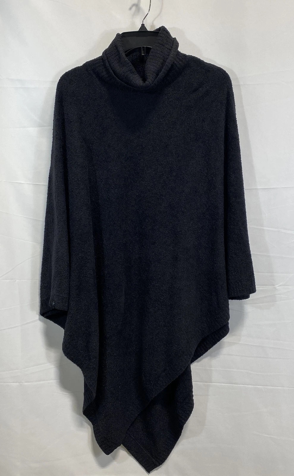 Barefoot Dreams Women's CozyChic Lite Ribbed Turtleneck Poncho Sweater Black OS