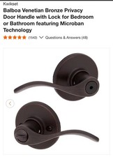 New Balboa Kwikset Venetian Bronze Privacy Door Handle With Lock For Bed Bath