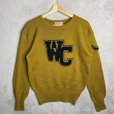 Vintage 1960s Sand Knit Wool Knit Letterman Sweater Adult Size 46 WC
