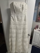 Maggie Sottero “Libby” Diamond White Strapless Lace wedding gown Size 12