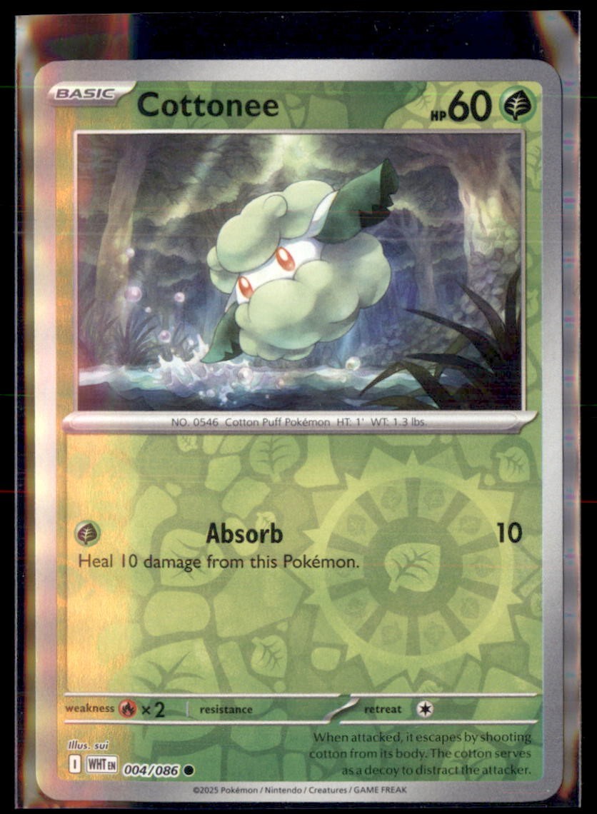 Pokemon Cottonee White Flare WHT 004/086 Reverse Holo 4 Card Lot