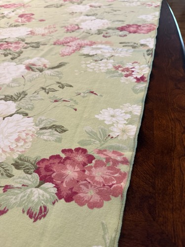 Tovaglia vintage floreale 62” x 51” verde rosa peonia misto cotone usata in ottime condizioni - Foto 5 di 7