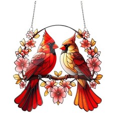 BDHRKTE Acrylic Window Hanging Cardinal Suncatcher Decor,Red Bird Red