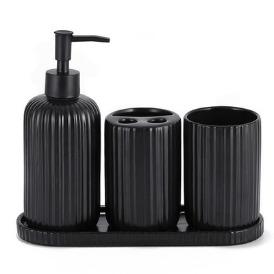 Black Bathroom Accessories Set, 4PC Ceramic Bathroom Sets Complete-Toothbrush...