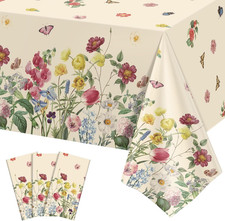3 Pack Floral Plastic Tablecloths 54x108 Inch Waterproof Party Table Covers