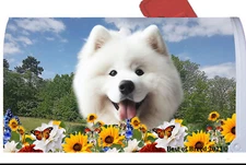 Samoyed Summer Flowers Mail Box Cover