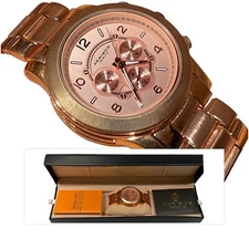 Akribos XXIV AK583RG Multi-function Watch Rose Gold GMT Sun Dials Box Paperwork