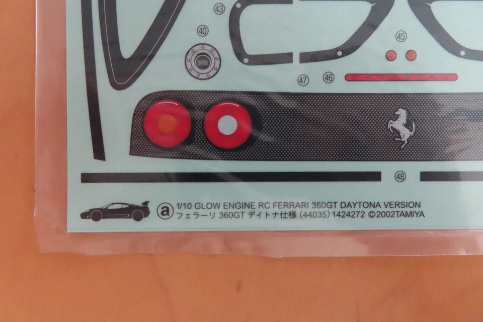 Tamiya RC Decal 1/10 Glow Engine Ferrari 360GT Daytona Versio 44035 NEW NIB 2002 - Bild 2 von 4