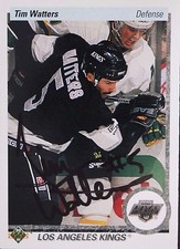 Tim Watters Kings Autographed 1990 Upper Deck #117 Hockey Card JSA 16H
