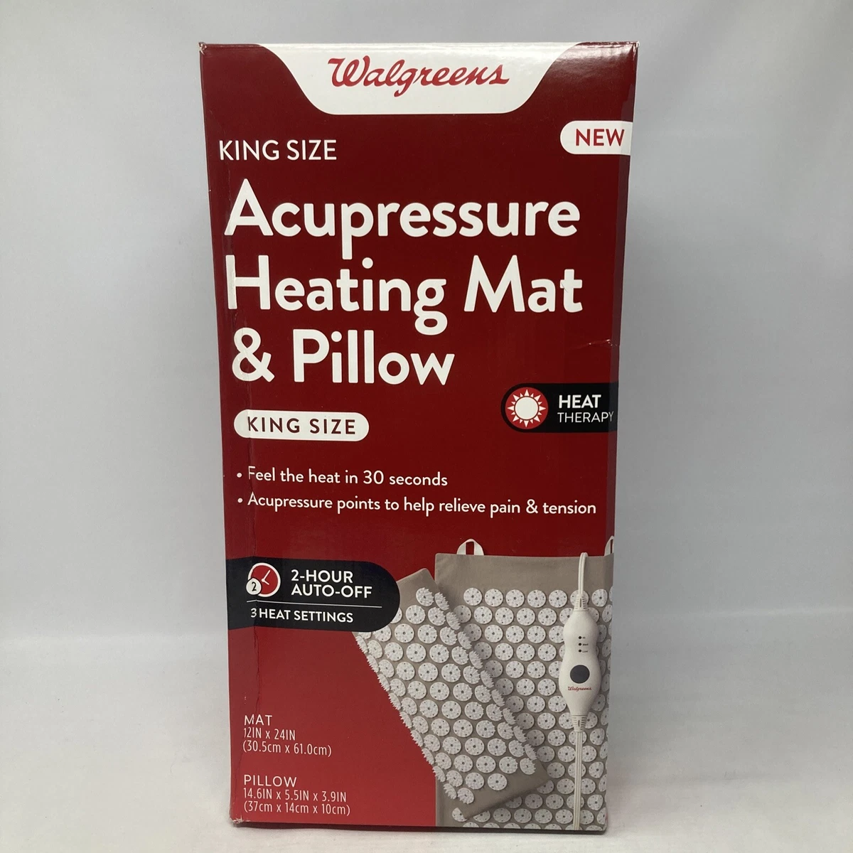 Walgreens King Size Acupressure Heating Mat 12inX24in Pillow