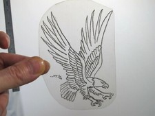 vtg 1960s 70s Tattoo Flash acetate stencil Eagle Many Feathers signed EA2