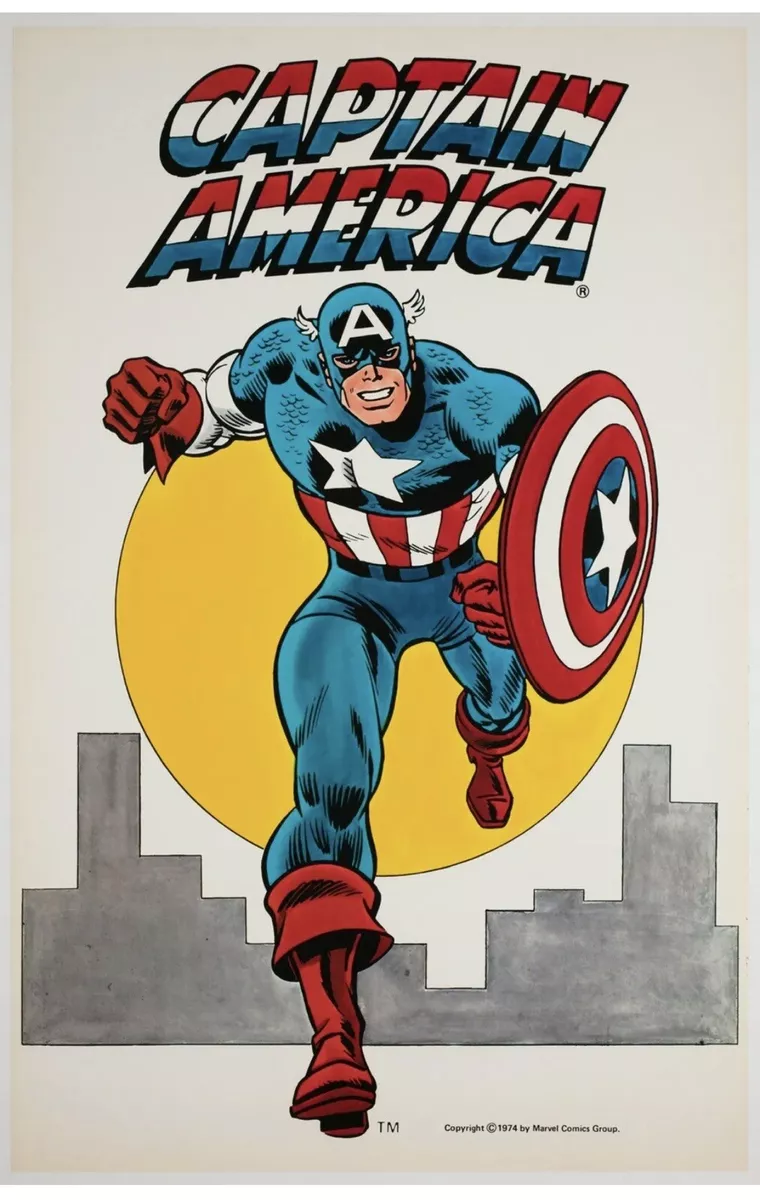 CAPTAIN AMERICA 1974 Reissued 1985 Vintage Marvel comics poster JOHN ROMITA