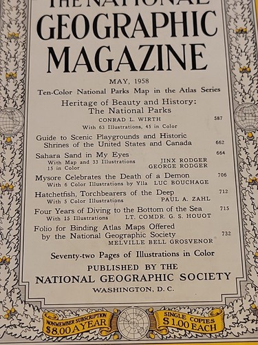 National Geographic Magazine May 1958 No Map, National Parks Sahara Hatchetfish - Picture 3 of 6