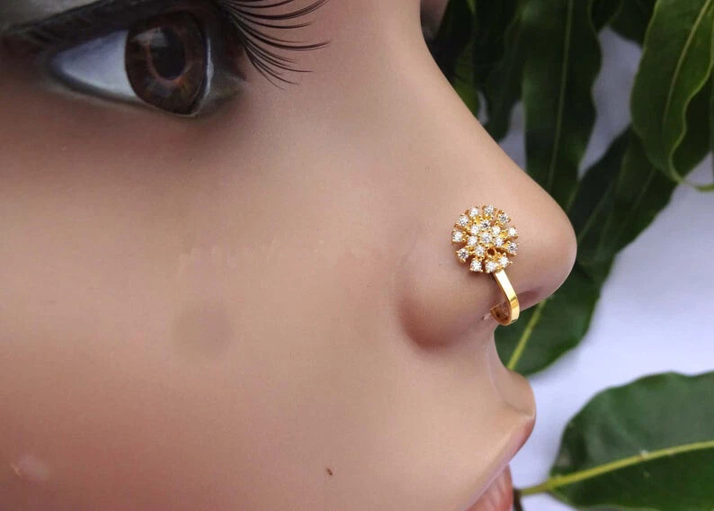 Bubbly Nose Ring - Buy Certified Gold & Diamond Nose Pins Online |  KuberBox.com - KuberBox.com