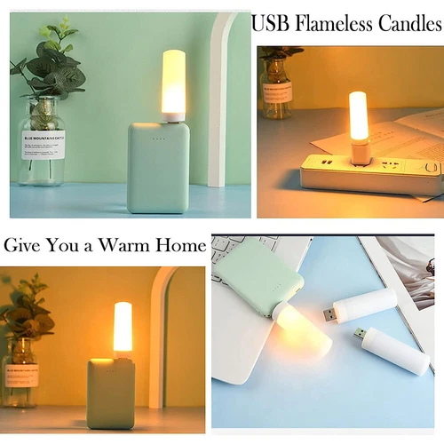 2Tlg. USB Flammen Lampe LED Flammeneffekt Kerzen Licht Glühbirne Party Xmas Deko - Bild 6 von 13