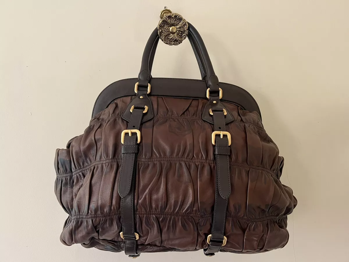 Prada leather hotsell satchel handbag