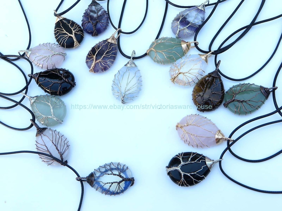 wholesale necklace 20pcs natural gemstone healing tree of life