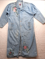 Sunbelt Denim Womens Jacket Blue 3/4 Length M/l Floral Design