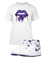 Sexy Lips and Grapes Graphic Sneaker Sport Tee Shirt J1 Purple Pro Club Shaka T