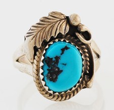 Native American Navajo Handmade Sterling Silver with Turquoise Ring Size 6