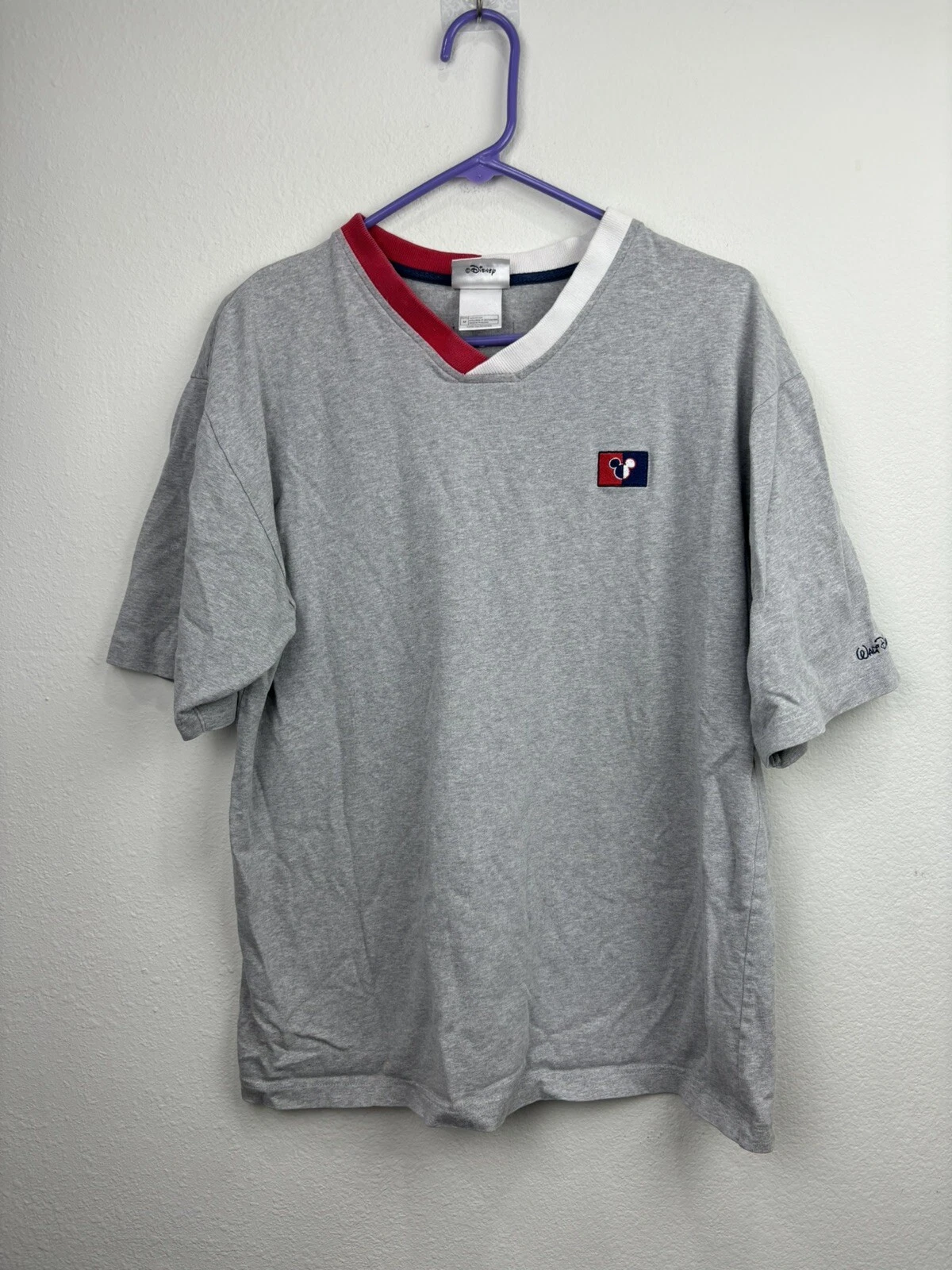 PALACE T shirt maglietta Walt Disney World Topolino scollo a V castello taglia media ricamata