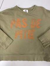 Paris Love Trash Sz XS/S Crop Sweatshirt  no pity  Army Green  Orange NWOT