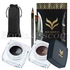 Delineador de ojos de 2 colores gel sombra de ojos crema maquillaje cosmético conjunto con pincel