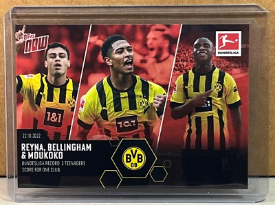 2022 TOPPS NOW #66 REYNA JUDE BELLINGHAM MOUKOKO BUNDESLIGA Red Parallel 85/99