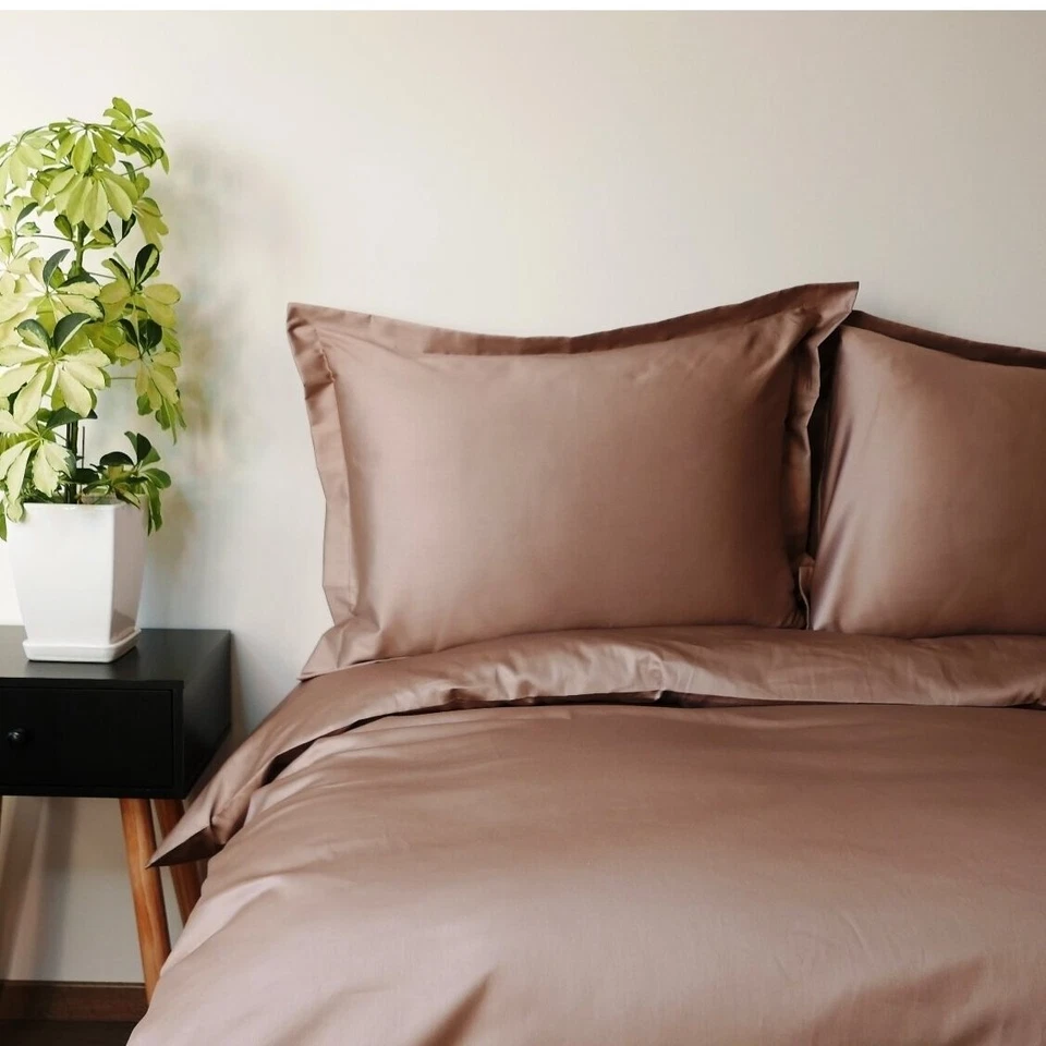 Bettwäsche-Set Braun Satin Baumwolle 135x200 | 140x200 | 155x220 | 200x220 cm - Bild 2 von 4