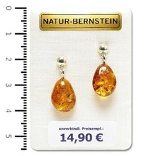 Bernstein Ohrringe Ohrstecker Ohrhänger Tropfen versilbert nickelfrei 90203s