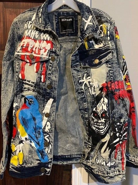 Reason Skull Bad Decisions Punk Rock Skater Hand Crafted Denim