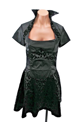 Living Dead Souls Gothic Black Animal Print Steampunk Halter Dress S NEW NWT