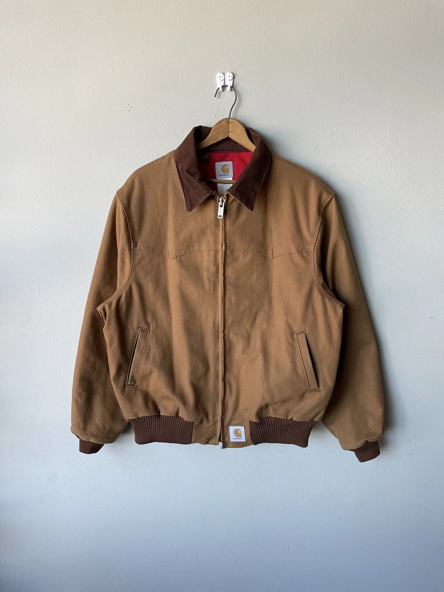 Vintage Carhartt J13 BRN Santa Fe Jacket Red Quilted Lining Men's