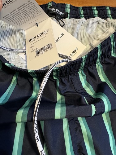 RON DORFF Swim Shorts Retro Stripe in Pistachio Green Size L - Picture 6 of 15
