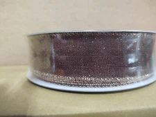 Member's Mark Wired Edge Holiday Ribbon, 1.5" Wide x 50 Yards Burgandy Gold Trim