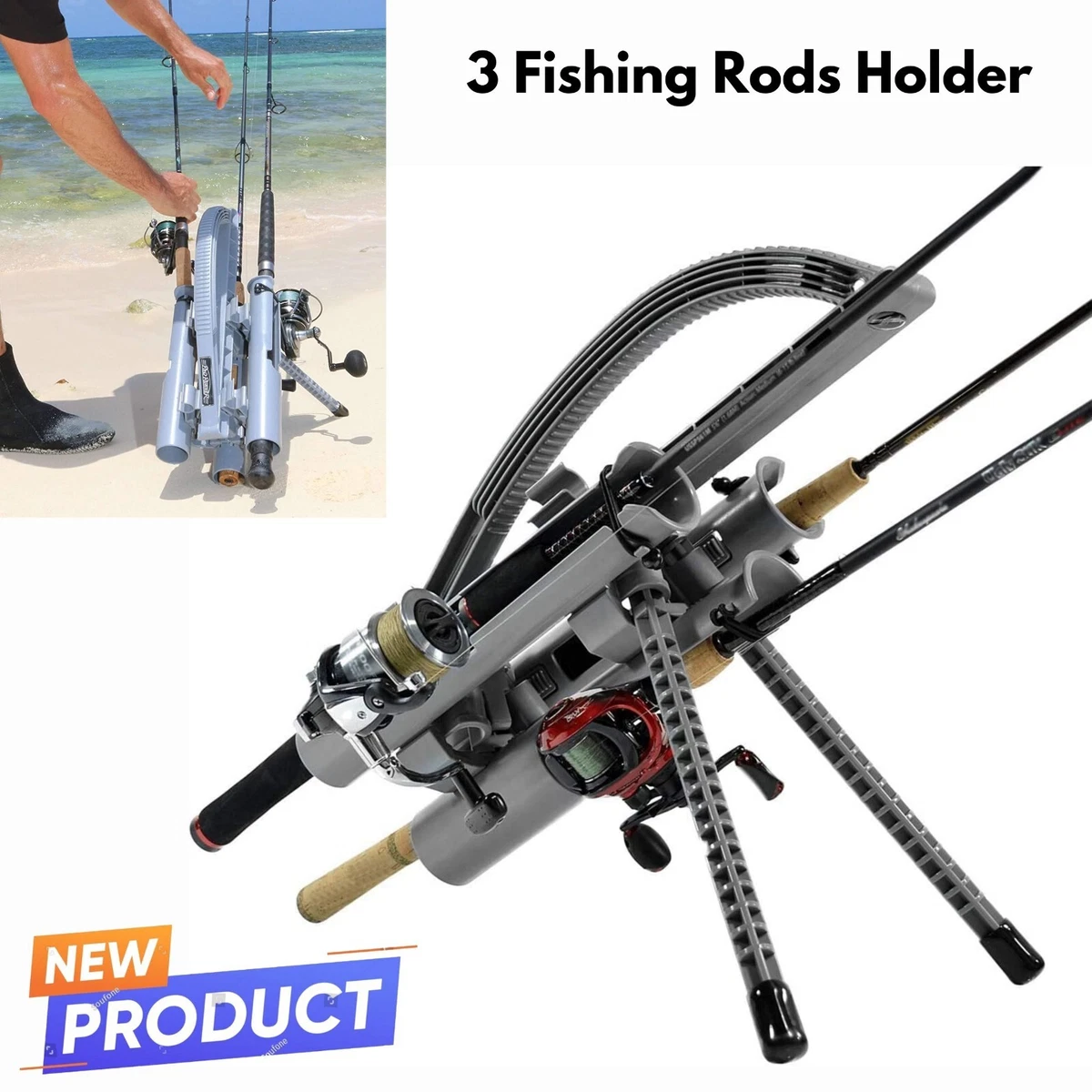 Fishing Rod Holder Portable Carrier Poles/Reel Transport for Beach