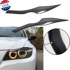Carbon Fiber Headlight Eyelid Cover Eyebrow Trim Decal For Bmw 3 Series E90 E91