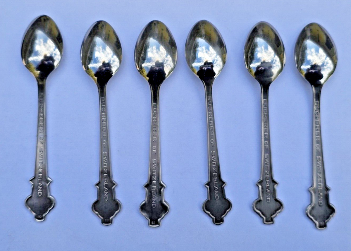 Six(6) Vintage Authentic ROLEX Stainless Souvenir Spoons Bucherer