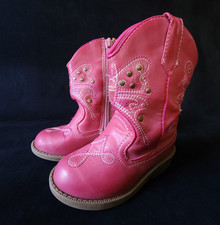 Cherokee Little Girls Western Cowgirl Boots Round Toe Pink Butterfly Size 6