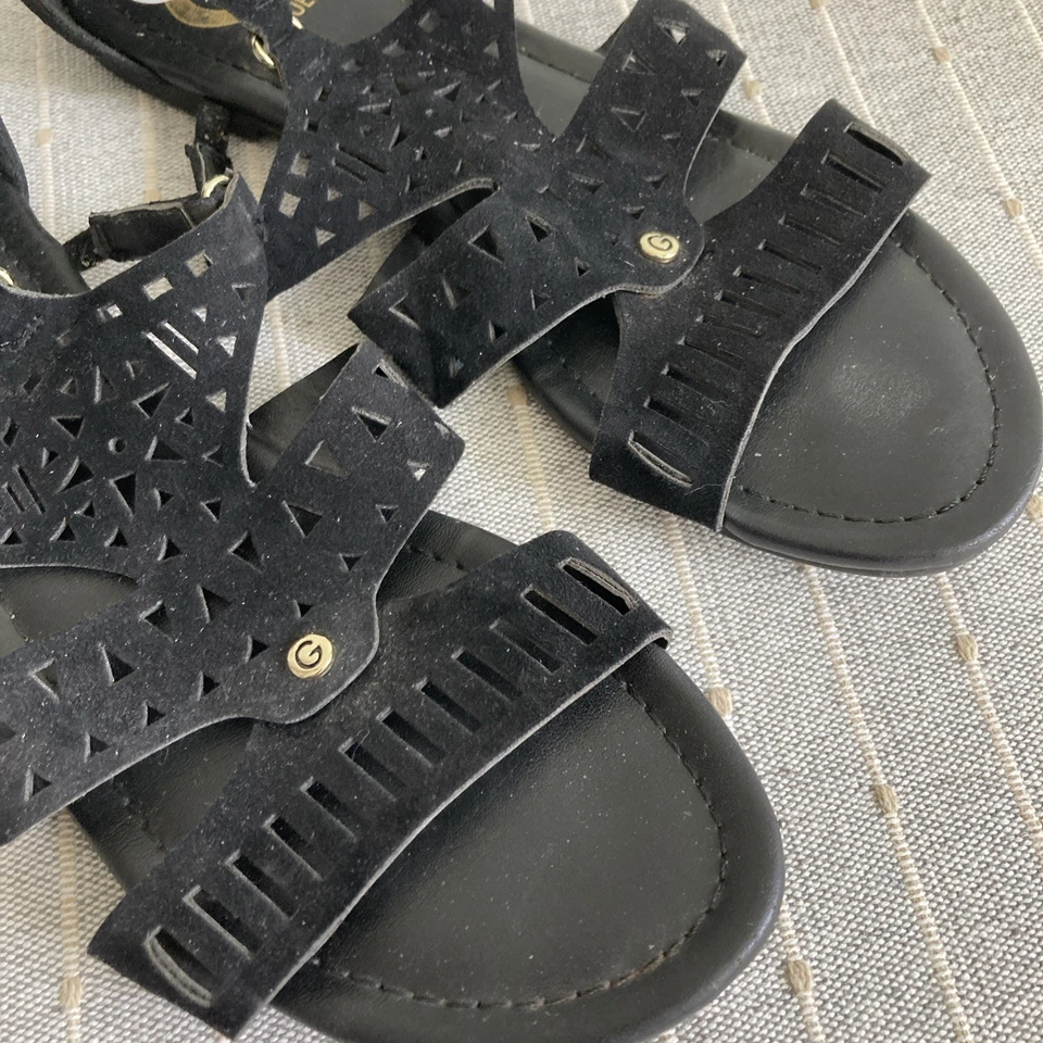 Sandalias Gladiador G by Guess con Tiras Negras Imitación Gamuza Cuero Verano Playa 7M Foto 3 de 4