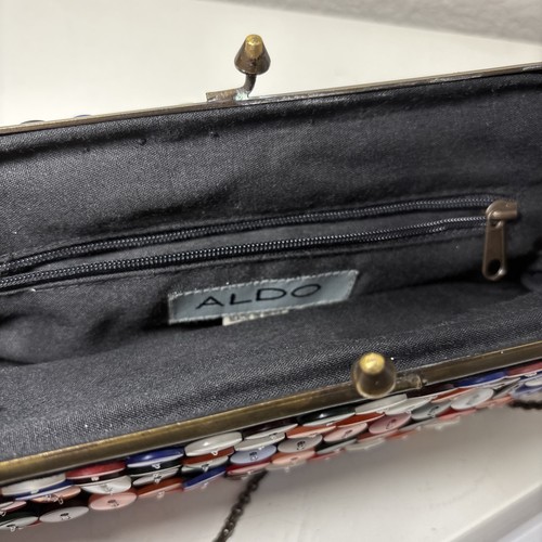 Vintage Aldo Button Embellished Evening Bag with Chain Strap One Missing Button - Picture 4 of 7